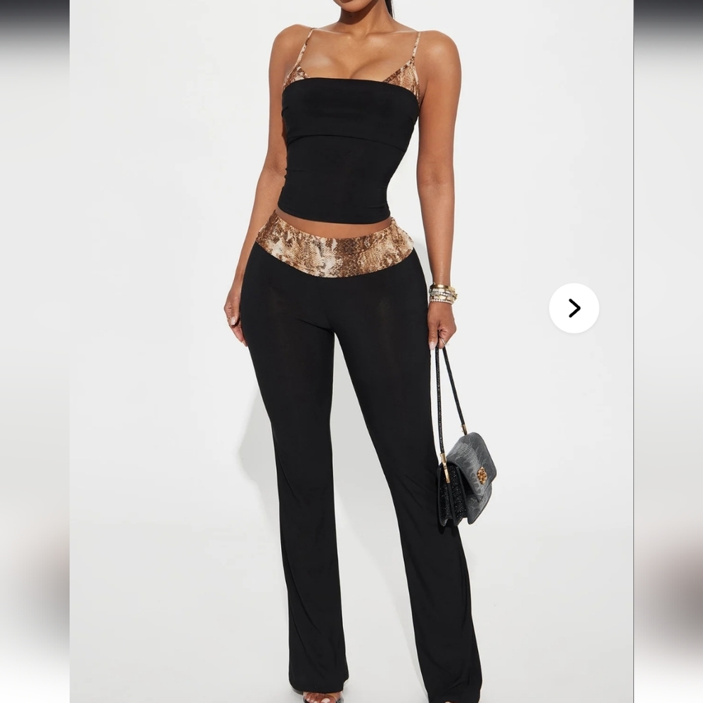 Black and Brown Snake Print Women's Pants Set